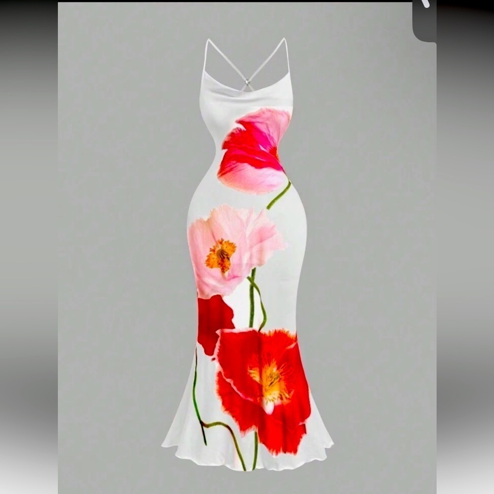 Floral Print Spaghetti Strap Dress
#8183